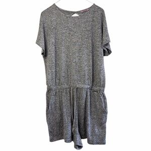 La Vie en Rose Lounge Romper Grey Marled Knit Drawstring Size L